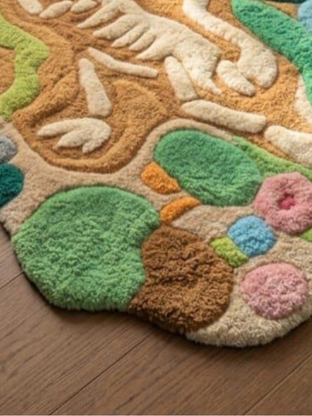 Handcrafted Multi-Color Abstract Dinosaur Fossil Accent Rug 2'x3' - Picture 5 of 6